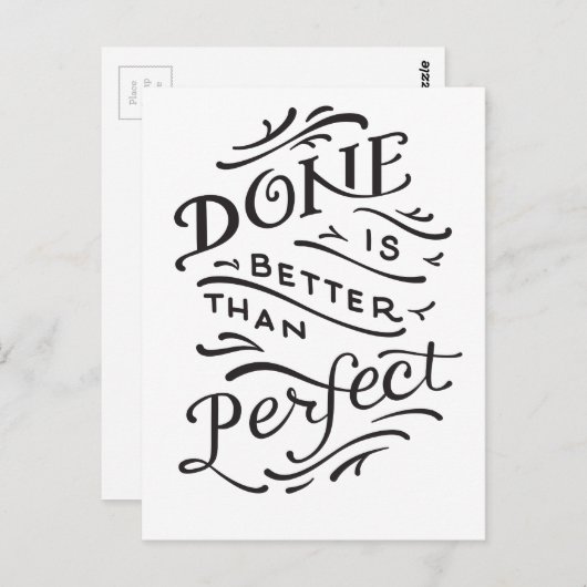 getan besser als perfekt - Schwarzweiss Postkarte (Vorne/Hinten)