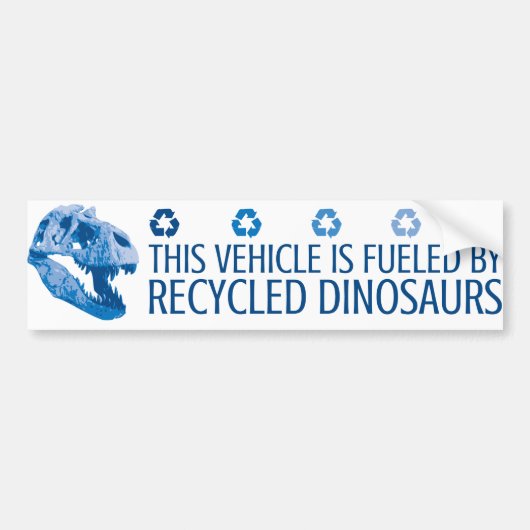 Getankt durch gerecycelte Dinosaurier - Blau Autoaufkleber (Vorne)