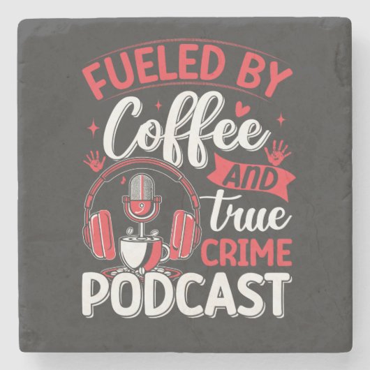 Getankt von Kaffee und wahrer Krimpodcast Steinuntersetzer (Vorderseite)