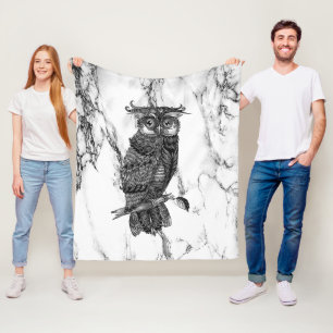 Getarnte Eule auf Marmor Fleecedecke