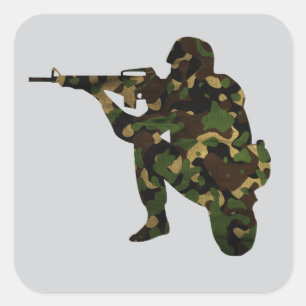 Getarnter Soldat Quadratischer Aufkleber