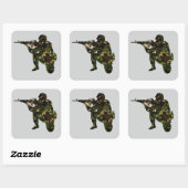 Getarnter Soldat Quadratischer Aufkleber (Blatt)