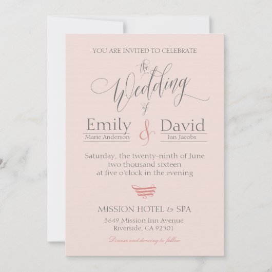 Getaway Car Wedding Romantic Blush Pink Einladung (Vorderseite)
