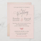 Getaway Car Wedding Romantic Blush Pink Einladung (Vorne/Hinten)