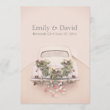 Getaway Car Wedding Romantic Blush Pink Einladung