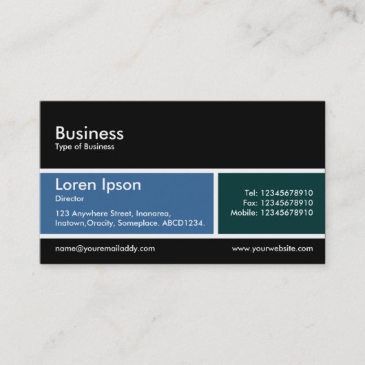 geteilte Band v2 Blau und Dunkelgrün Visitenkarte (Vorderseite)