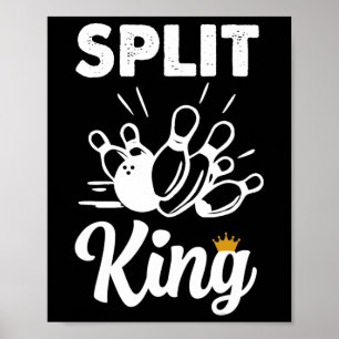 Geteilte König-Bowling-T-Shirts für Männer Vintage Poster
