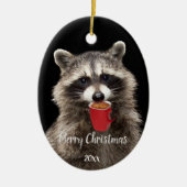 Geteilter Kaffee Raccoon Drink Kaffee Keramik Ornament (Vorne)
