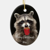 Geteilter Kaffee Raccoon Drink Kaffee Keramik Ornament (Hinten)
