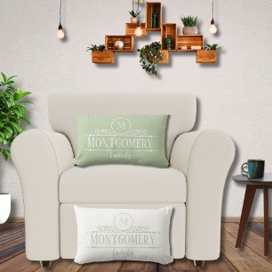 Geteilter Monogramm-Familienname Monogramm Grün  Lendenkissen