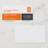 Geteiltes Band - orange und dunkelgrau - Initialen Visitenkarte (Vorne/Hinten)