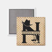 Geteiltes Cowboy-Monogramm mit N Magnet (Vorderseite/Rückseite)
