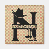 Geteiltes Cowboy-Monogramm mit N Magnet (Vorne)