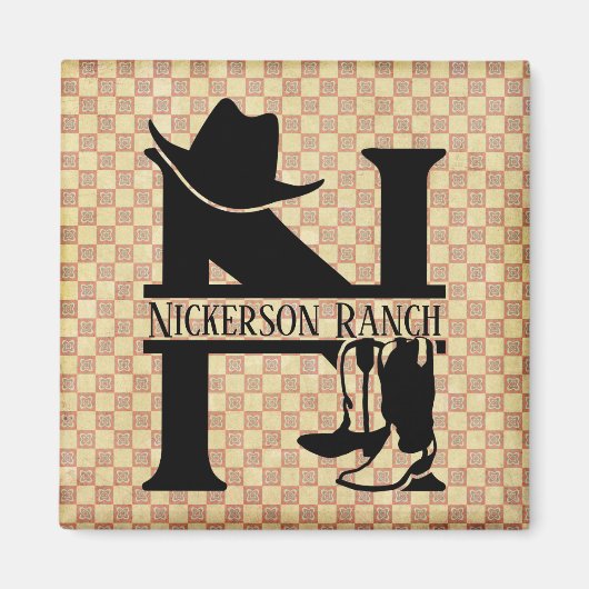 Geteiltes Cowboy-Monogramm mit N Magnet (Vorne)