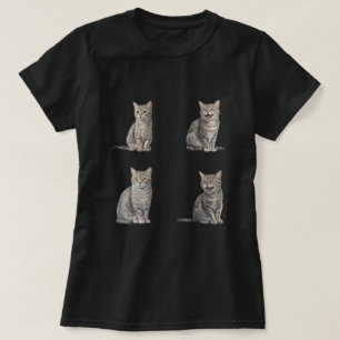 Getigarte Katze vier Stimmungen Realistische Kunst T-Shirt