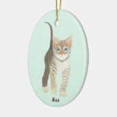 Getigelte Katze Ovaler Schmuck Keramik Ornament (Links)