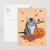 Getigert Halloween-Katze Postkarte (Vorne/Hinten)