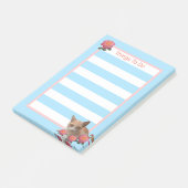 Getigert Katze und Rosen Post-it Klebezettel (angewinkelt)