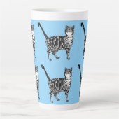 Getigert Katze Whimsical Hellblaue Katzen Mädchen Milchtasse (Vorderseite)