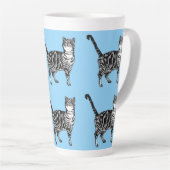 Getigert Katze Whimsical Hellblaue Katzen Mädchen Milchtasse (Rechte Ecke)