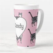 Getigert Katze Whimsical Hellrosa Katzen Mädchen Milchtasse (Rechte Ecke)