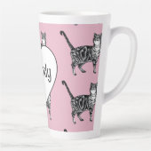 Getigert Katze Whimsical Hellrosa Katzen Mädchen Milchtasse (Rechts)
