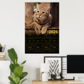 Getigerte Katze 2026 Kalender Poster (Heimbüro)