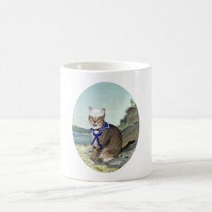 Getigerte Katze am Strand Kaffeetasse