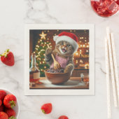 Getigerte Katze backt boozy Weihnachtspudding  Serviette (Beispiel)