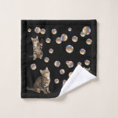 Getigerte Katze Blasen Katze  Badhandtuch Set (Waschlappen)