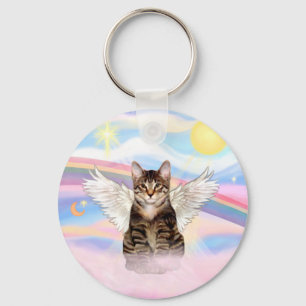Getigerte Katze Engel in Wolken Schlüsselanhänger