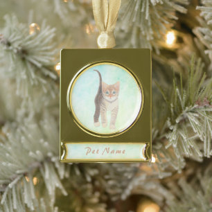 Getigerte Katze Gold-Ton-Ornament Banner-Ornament Gold