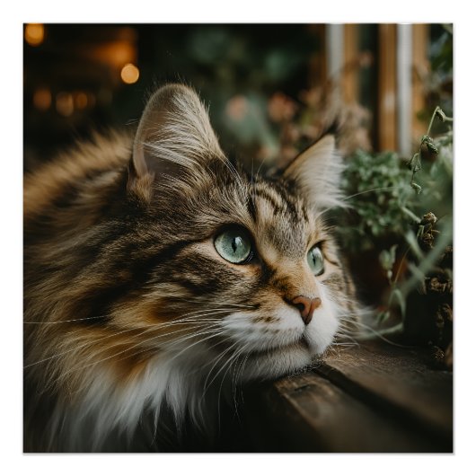 Getigerte Katze Holzleiste Poster (Vorderseite)