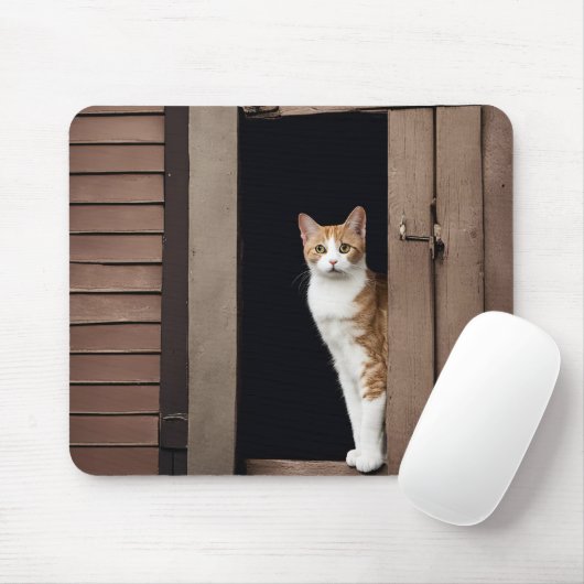 Getigerte Katze im Schuppeneingang Mousepad (Mit Mouse)