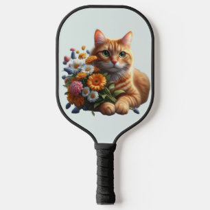 Getigerte Katze in Blüte Pickleball Schläger