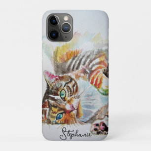 Getigerte Katze Katzen Haustier Kunst Wasserfarbe  Case-Mate iPhone Hülle