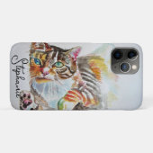 Getigerte Katze Katzen Haustier Kunst Wasserfarbe  Case-Mate iPhone Hülle (Rückseite (Horizontal))