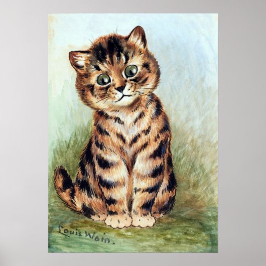 Getigerte Katze, Louis Wain Poster (Vorne)