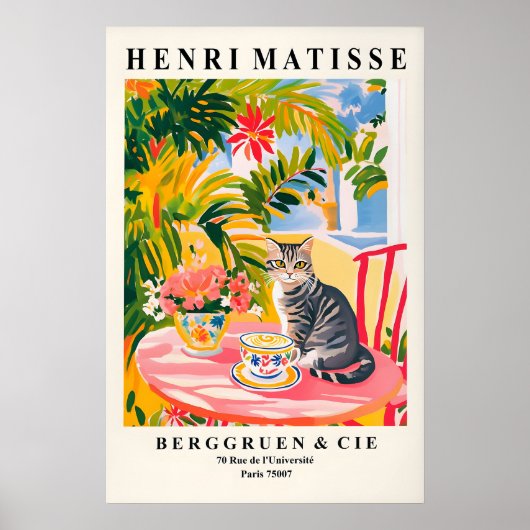 Getigerte Katze Matisse Druck Lustige Espresso Kun Poster (Vorne)