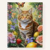 Getigerte Katze mit Blumen Notizbuch (Vorderseite)