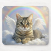 Getigerte Katze mit Engelsflügeln und Regenbogen Mousepad (Vorne)