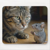 Getigerte Katze mit tapferer Maus Mousepad (Vorne)