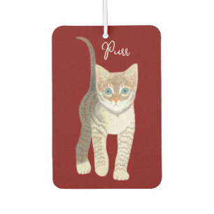 Getigerte Katze mit Text Maroon Autolufterfrischer