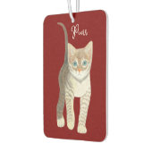 Getigerte Katze mit Text Maroon Autolufterfrischer (Links)