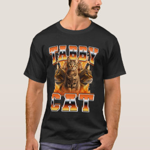 Getigerte Katze Orange Katze Flammen 90er Bootleg- T-Shirt