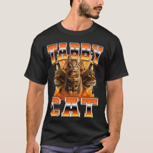 Getigerte Katze Orange Katze Flammen 90er Bootleg T-Shirt