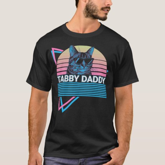 Getigerte Katze Retro Getigerter Daddy T-Shirt (Vorderseite)