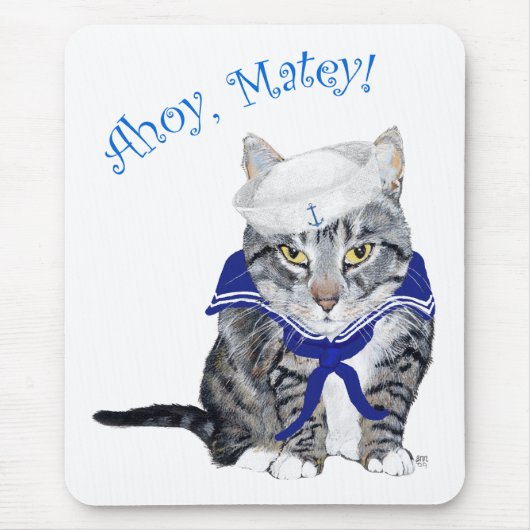 Getigerte Katze Seemann Mousepad (Vorne)