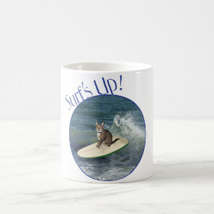 Getigerte Katze Surft drauf los! Kaffeetasse