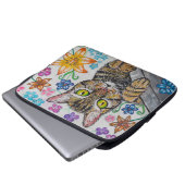 Getigerte Katze und Blumen Electronics-Tasche Laptopschutzhülle (Vorne Knopf)